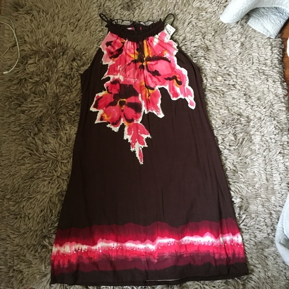 INC International Concepts Floral Tie Dye Dress Large NWT - Picture 3 of 12